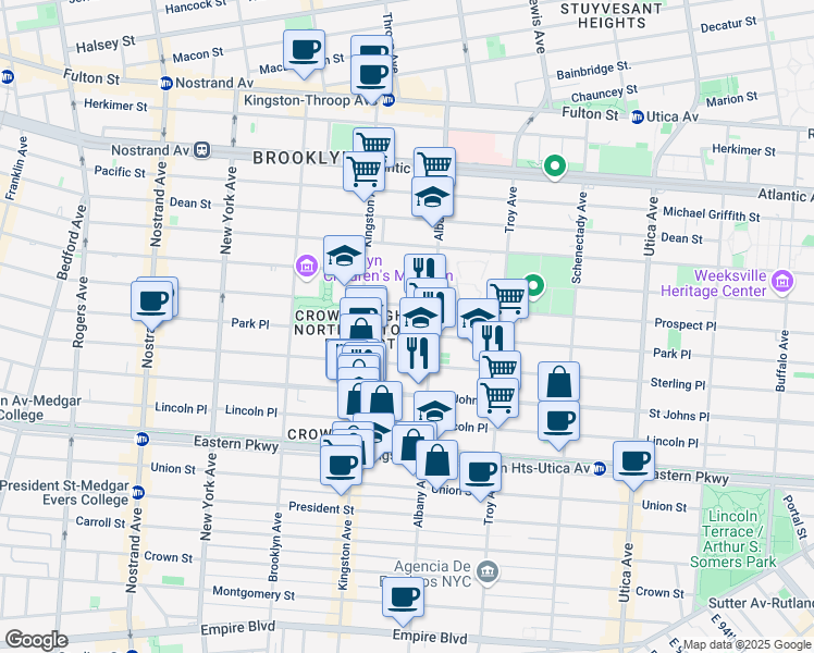 map of restaurants, bars, coffee shops, grocery stores, and more near in Brooklyn