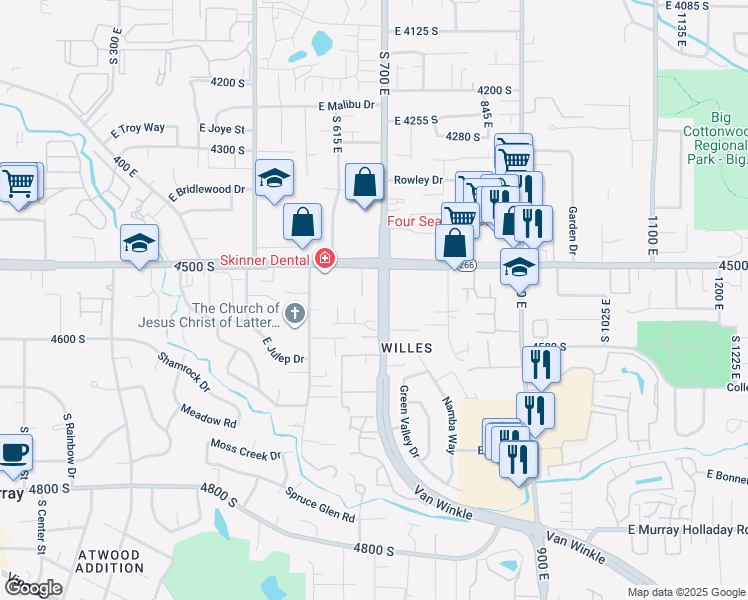 map of restaurants, bars, coffee shops, grocery stores, and more near in Murray