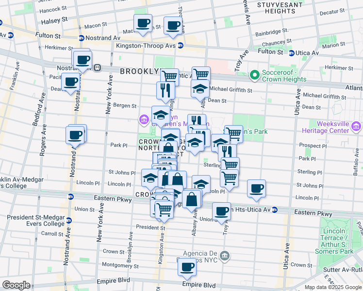 map of restaurants, bars, coffee shops, grocery stores, and more near 12 Hampton Place in Brooklyn