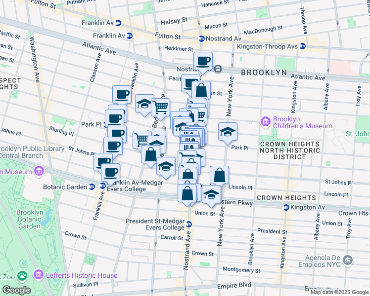 map of restaurants, bars, coffee shops, grocery stores, and more near 814 Sterling Place in Brooklyn