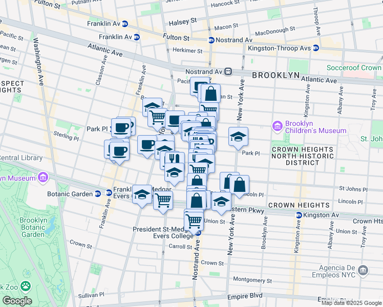 map of restaurants, bars, coffee shops, grocery stores, and more near 814 Sterling Place in Brooklyn