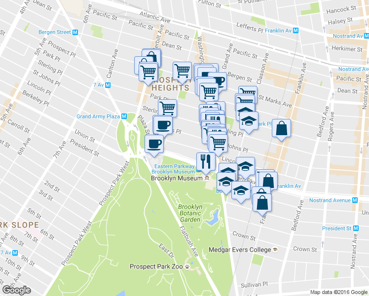 map of restaurants, bars, coffee shops, grocery stores, and more near 115 North Service Road in Brooklyn
