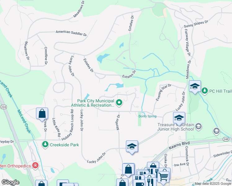 map of restaurants, bars, coffee shops, grocery stores, and more near 67 Vantage Court in Park City