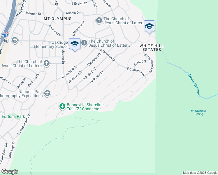 map of restaurants, bars, coffee shops, grocery stores, and more near 4531 South Mathews Way in Salt Lake City