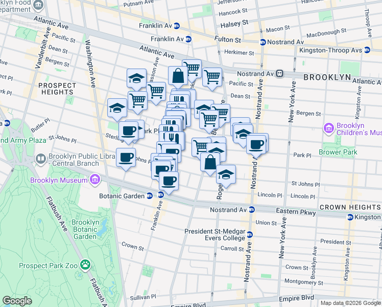 map of restaurants, bars, coffee shops, grocery stores, and more near in Brooklyn