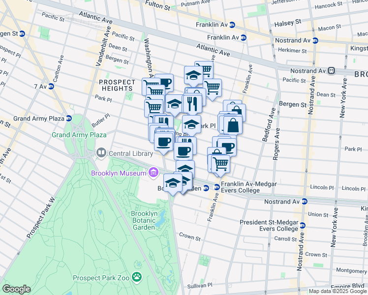 map of restaurants, bars, coffee shops, grocery stores, and more near 760 Classon Avenue in Brooklyn