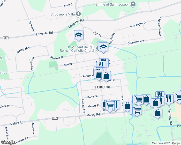 map of restaurants, bars, coffee shops, grocery stores, and more near 315 Railroad Avenue in Long Hill