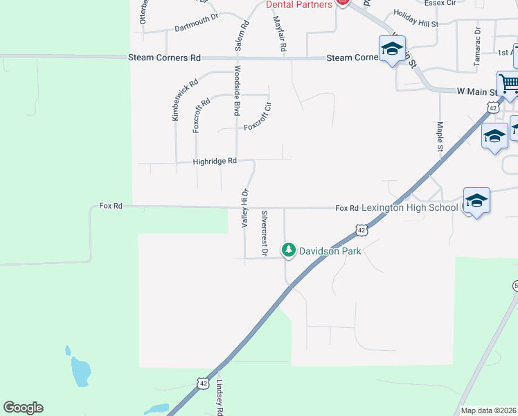 map of restaurants, bars, coffee shops, grocery stores, and more near 131 Woodside Court in Mansfield
