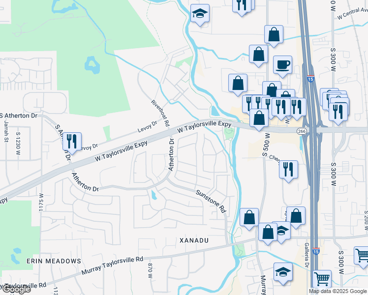 map of restaurants, bars, coffee shops, grocery stores, and more near 4546 South Atherton Drive in Taylorsville