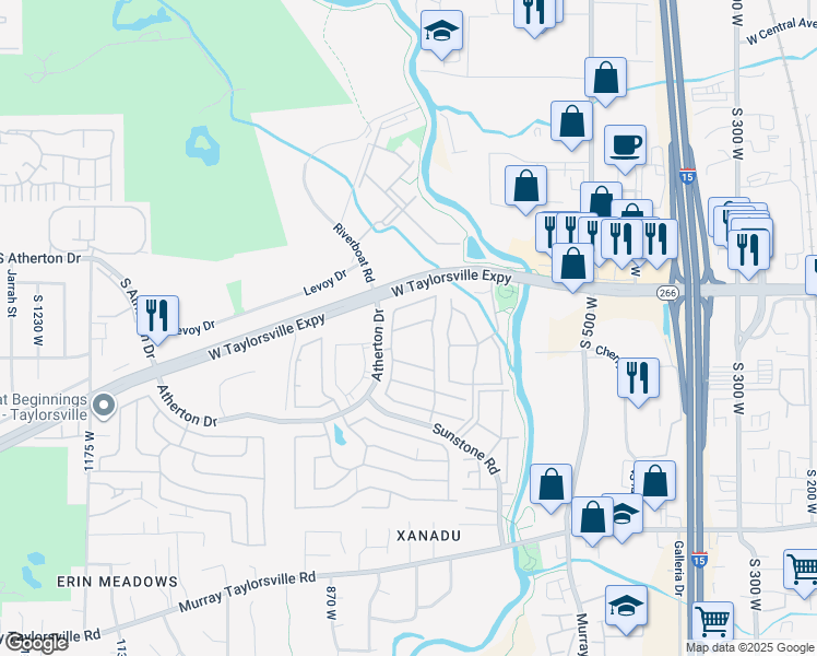 map of restaurants, bars, coffee shops, grocery stores, and more near 745 Monte Del Oro Street in Taylorsville