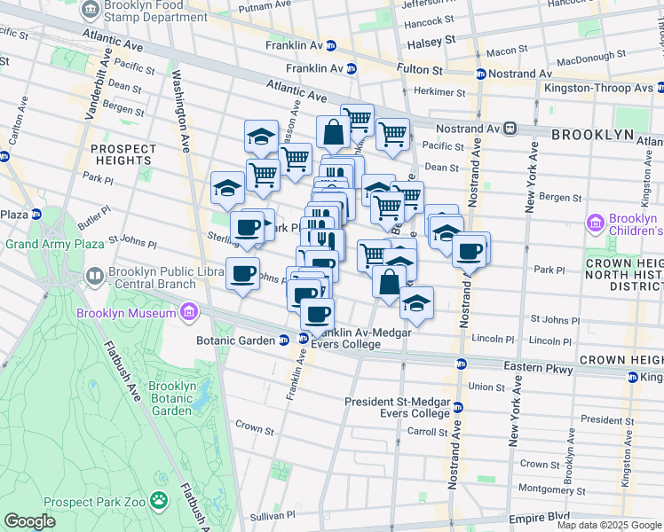 map of restaurants, bars, coffee shops, grocery stores, and more near in Brooklyn