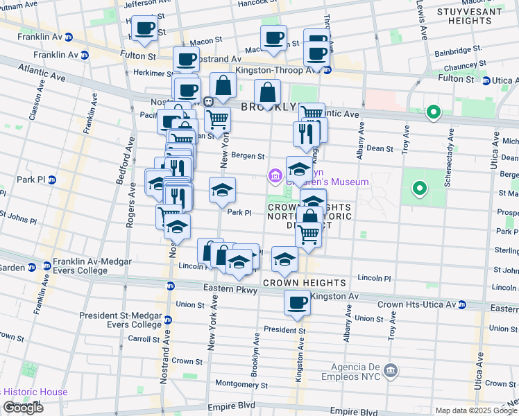 map of restaurants, bars, coffee shops, grocery stores, and more near 940 Prospect Place in Brooklyn