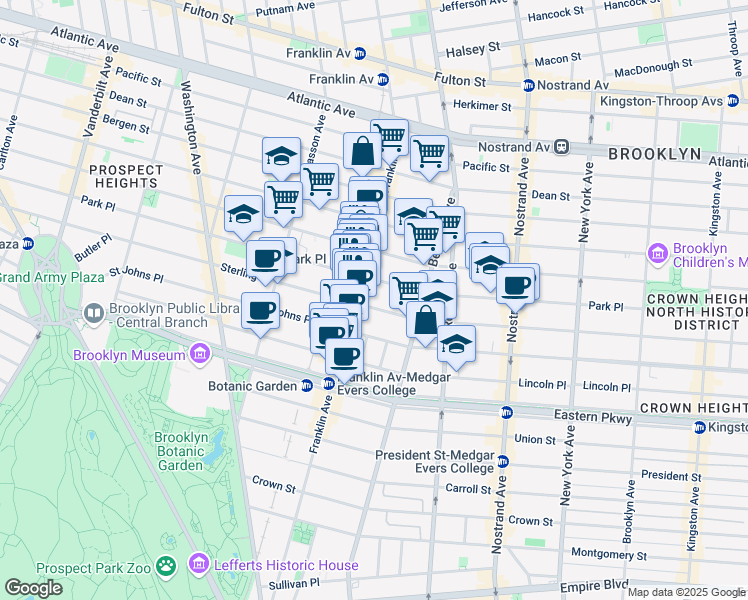 map of restaurants, bars, coffee shops, grocery stores, and more near in Brooklyn