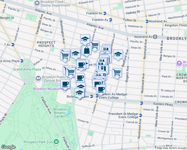 map of restaurants, bars, coffee shops, grocery stores, and more near 609 Sterling Place in Brooklyn