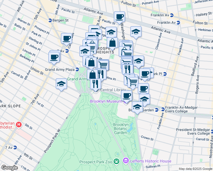 map of restaurants, bars, coffee shops, grocery stores, and more near in Brooklyn