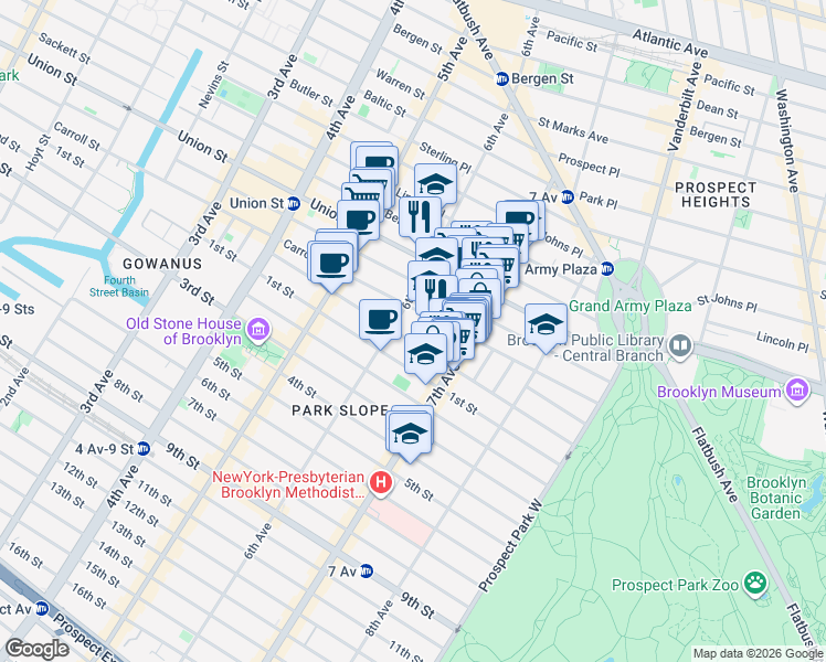 map of restaurants, bars, coffee shops, grocery stores, and more near 710 Carroll Street in Brooklyn