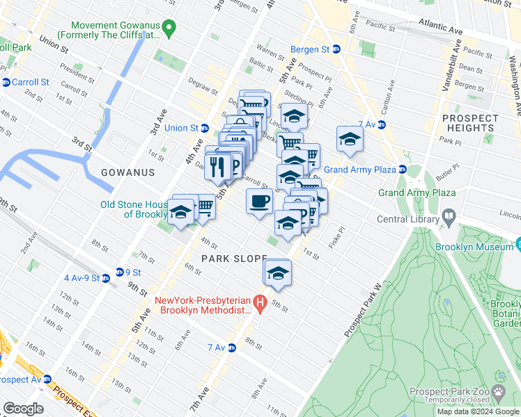 map of restaurants, bars, coffee shops, grocery stores, and more near in Brooklyn