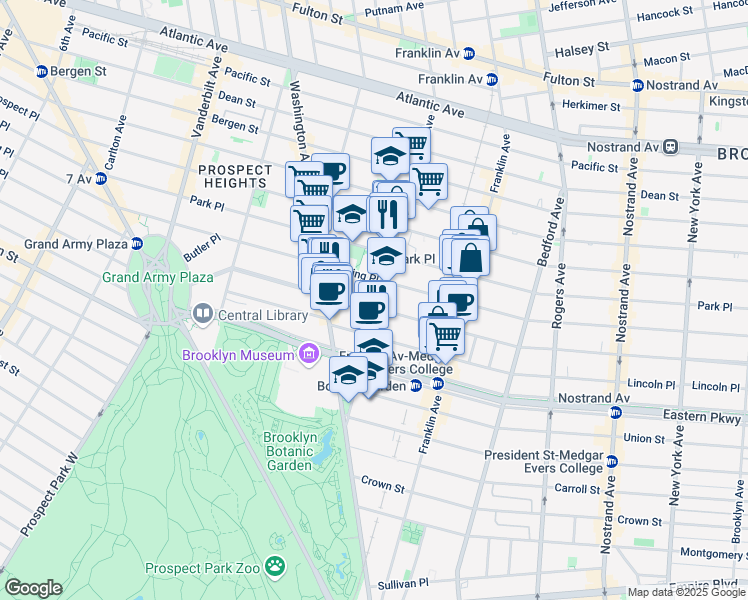 map of restaurants, bars, coffee shops, grocery stores, and more near 790 Classon Avenue in Brooklyn