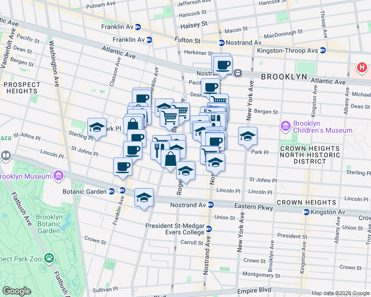 map of restaurants, bars, coffee shops, grocery stores, and more near in Brooklyn