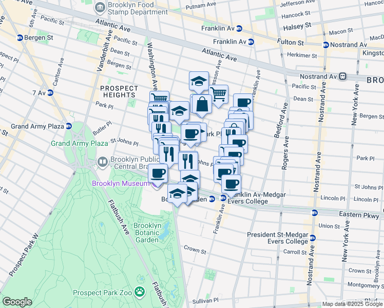 map of restaurants, bars, coffee shops, grocery stores, and more near 760 Classon Avenue in Brooklyn