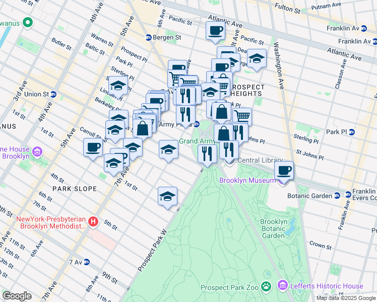 map of restaurants, bars, coffee shops, grocery stores, and more near in Brooklyn