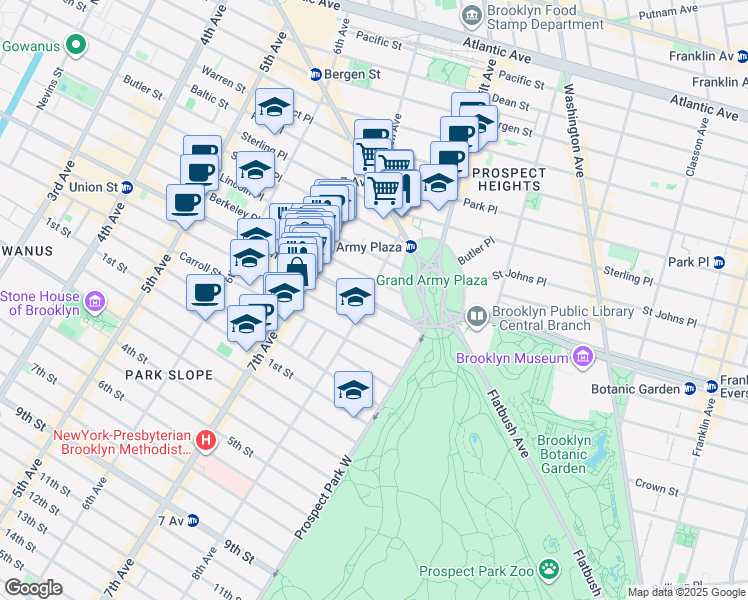 map of restaurants, bars, coffee shops, grocery stores, and more near 53 8th Avenue in Brooklyn