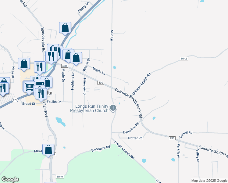 map of restaurants, bars, coffee shops, grocery stores, and more near in East Liverpool