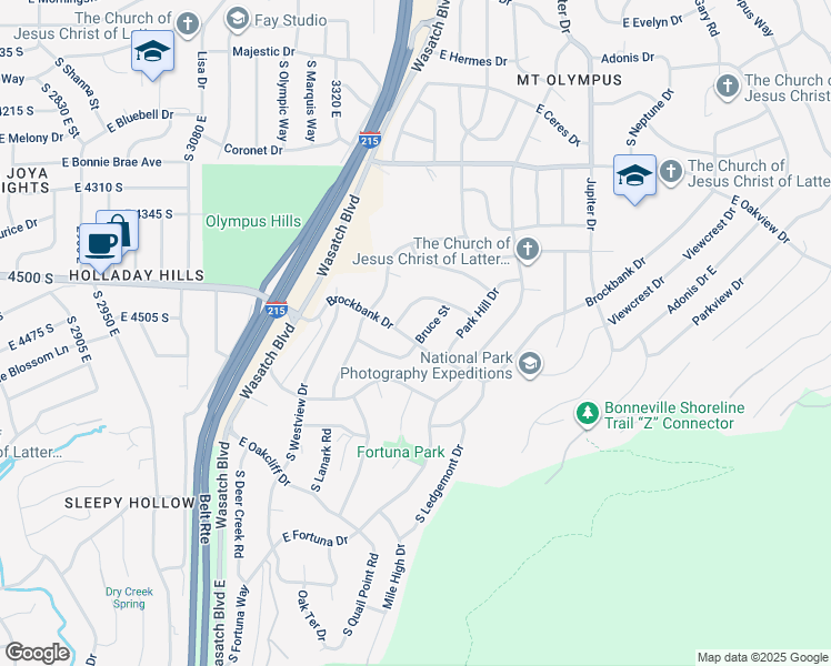 map of restaurants, bars, coffee shops, grocery stores, and more near 3441 Brockbank Drive in Salt Lake City