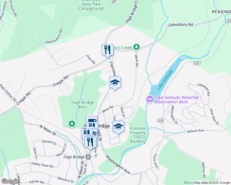 map of restaurants, bars, coffee shops, grocery stores, and more near 40 Fairview Avenue in High Bridge
