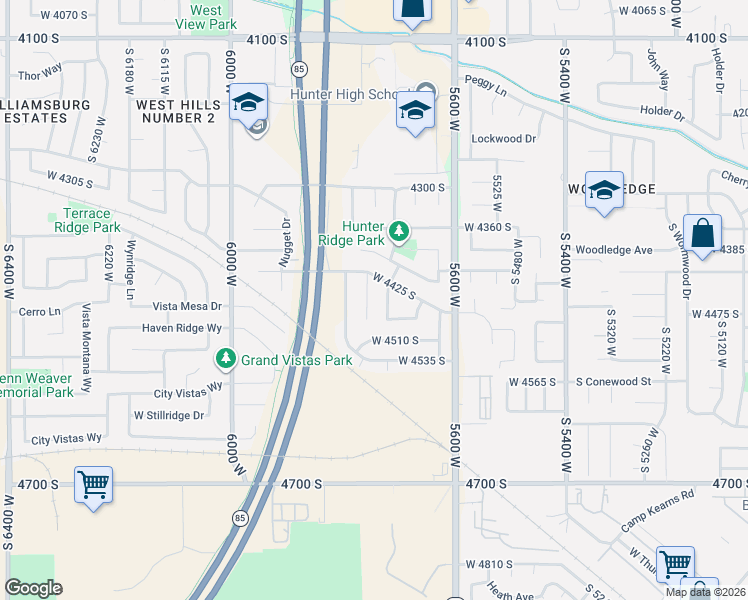 map of restaurants, bars, coffee shops, grocery stores, and more near 5713 Cape Cod Drive in West Valley City