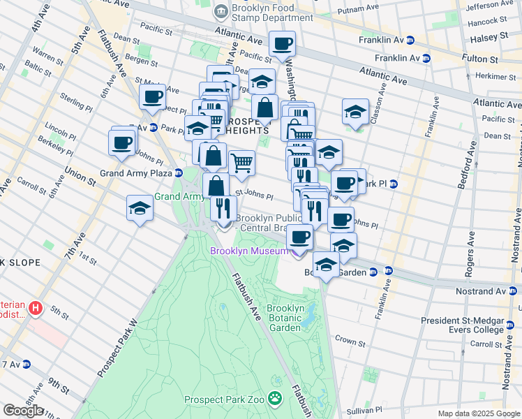 map of restaurants, bars, coffee shops, grocery stores, and more near 311 Lincoln Place in Brooklyn