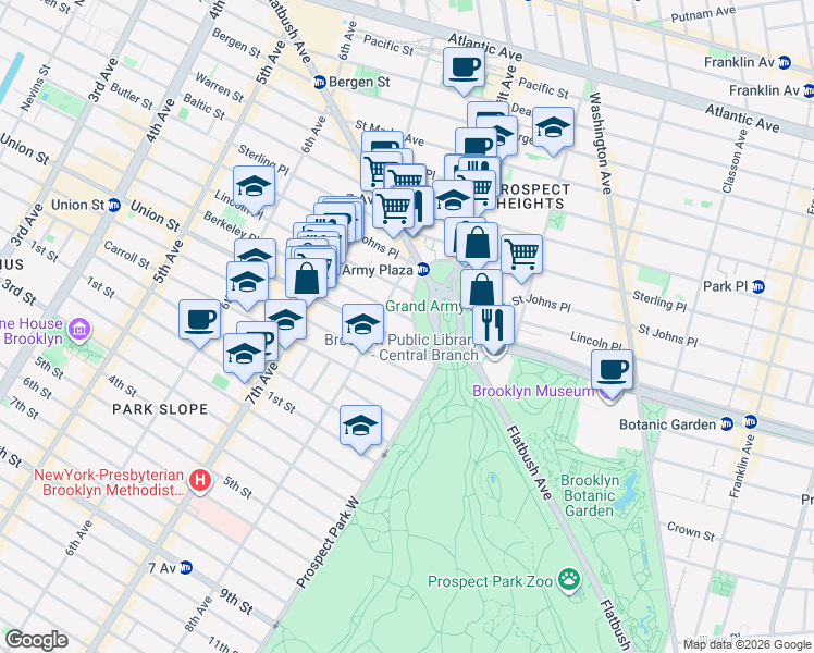 map of restaurants, bars, coffee shops, grocery stores, and more near in Brooklyn