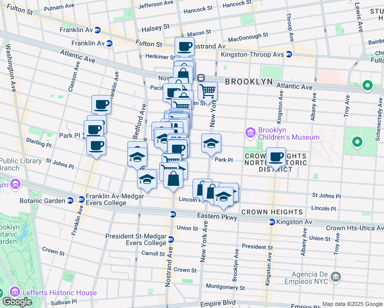 map of restaurants, bars, coffee shops, grocery stores, and more near 852 Prospect Place in Brooklyn
