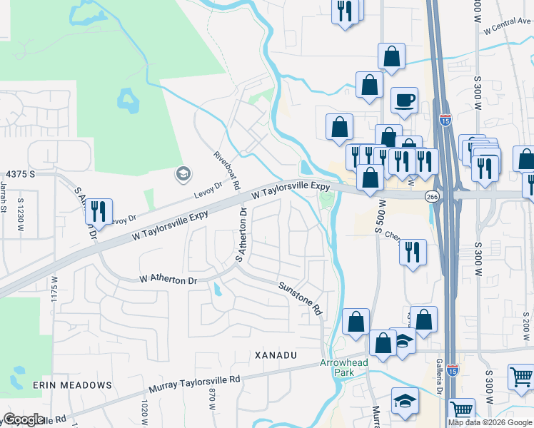 map of restaurants, bars, coffee shops, grocery stores, and more near 745 Monte Del Oro Street in Taylorsville