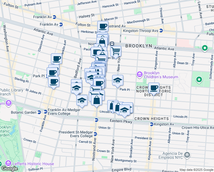 map of restaurants, bars, coffee shops, grocery stores, and more near 852 Prospect Place in Brooklyn