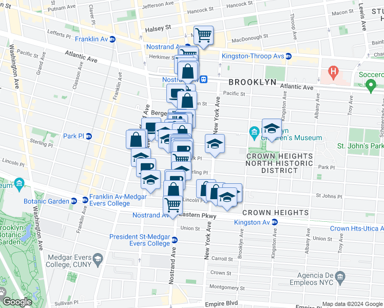 map of restaurants, bars, coffee shops, grocery stores, and more near 852 Prospect Place in Brooklyn