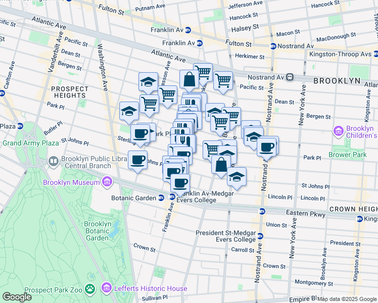 map of restaurants, bars, coffee shops, grocery stores, and more near in Brooklyn