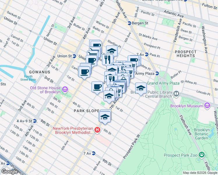 map of restaurants, bars, coffee shops, grocery stores, and more near 710 Carroll Street in Brooklyn