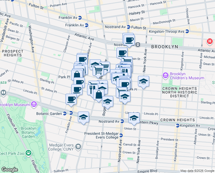 map of restaurants, bars, coffee shops, grocery stores, and more near in Brooklyn