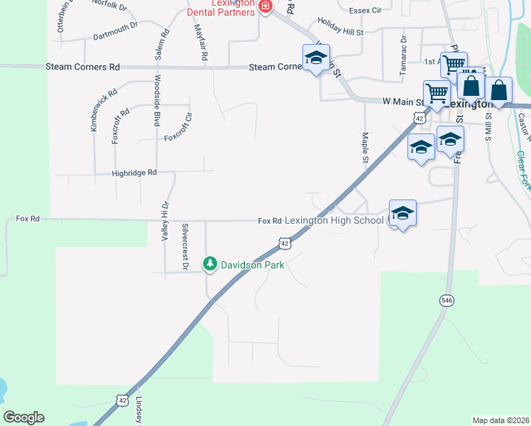 map of restaurants, bars, coffee shops, grocery stores, and more near 322 Fox Road in Mansfield