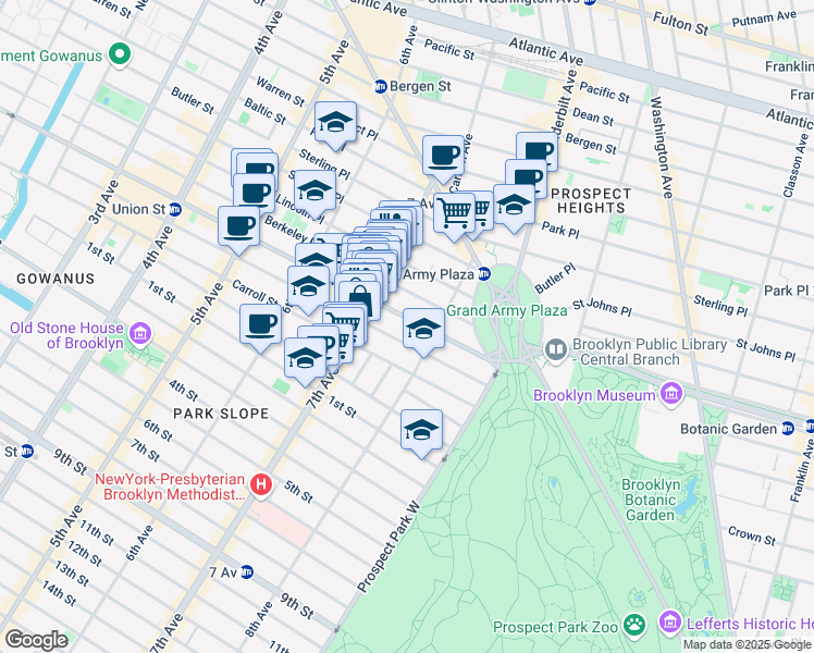 map of restaurants, bars, coffee shops, grocery stores, and more near 891 Union Street in Brooklyn