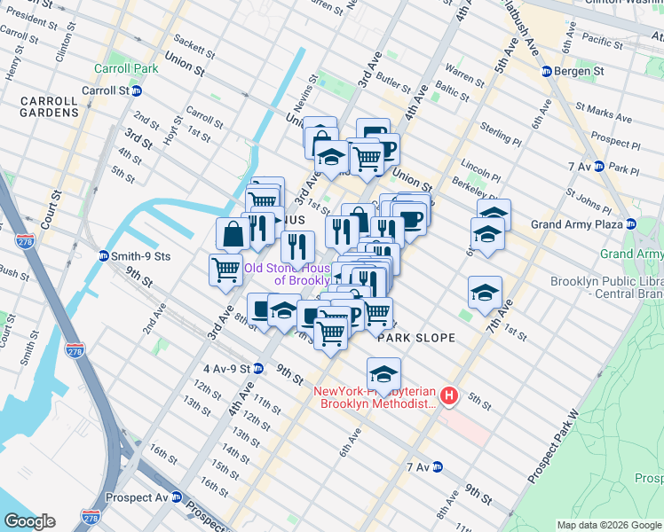 map of restaurants, bars, coffee shops, grocery stores, and more near 254 3rd St in Brooklyn