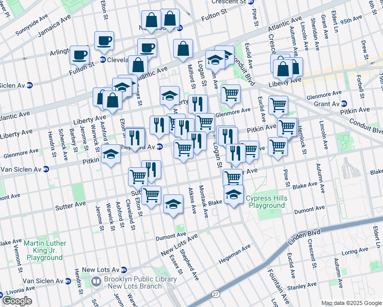 map of restaurants, bars, coffee shops, grocery stores, and more near in Brooklyn