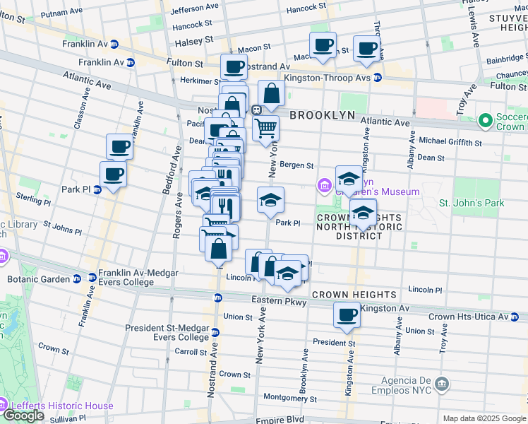 map of restaurants, bars, coffee shops, grocery stores, and more near 886 Prospect Place in Brooklyn
