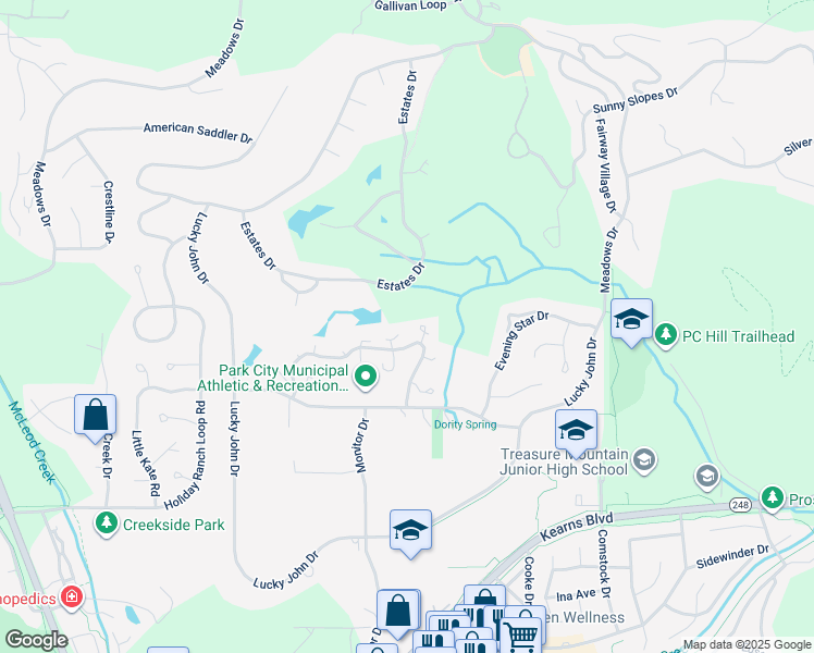 map of restaurants, bars, coffee shops, grocery stores, and more near 125 Yonex Court in Park City