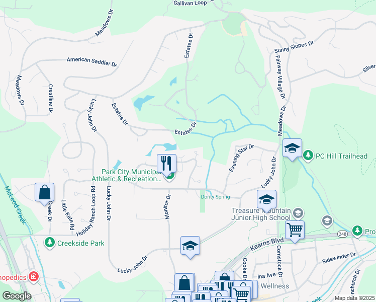 map of restaurants, bars, coffee shops, grocery stores, and more near 125 Yonex Court in Park City