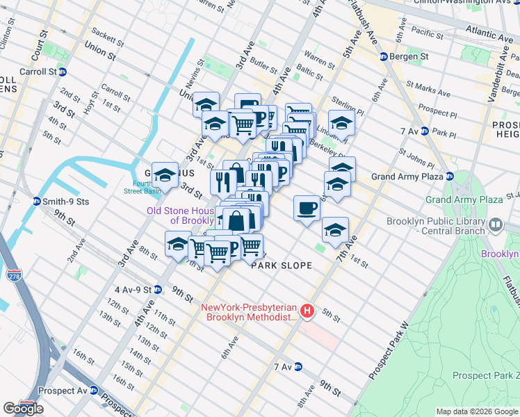 map of restaurants, bars, coffee shops, grocery stores, and more near in Brooklyn