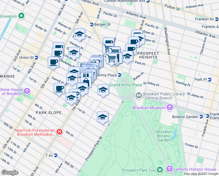 map of restaurants, bars, coffee shops, grocery stores, and more near 59 8th Avenue in Brooklyn