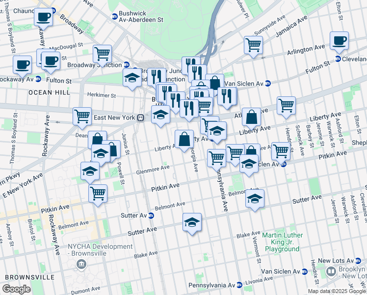 map of restaurants, bars, coffee shops, grocery stores, and more near 292 Liberty Avenue in Brooklyn