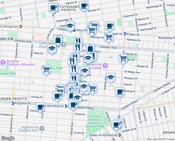 map of restaurants, bars, coffee shops, grocery stores, and more near 1228 Saint Marks Avenue in Brooklyn